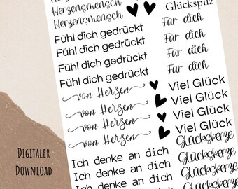 Kerzentattoo PDF Download Bundle für Wasserschiebefolie A4 Kerzenfolie Glückwünsche Herzensmensch Viel Glück Glückspilz