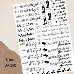 Candle tattoo as PDF download for water slide film A4 / wedding marriage marriage congratulations Mr & Mrs