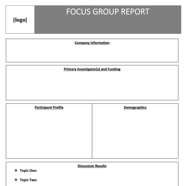 Focus Group Report Form | Business Company Personal Group Focus Form | Business Family Performance Group Focus Management Sheet PDF DOC