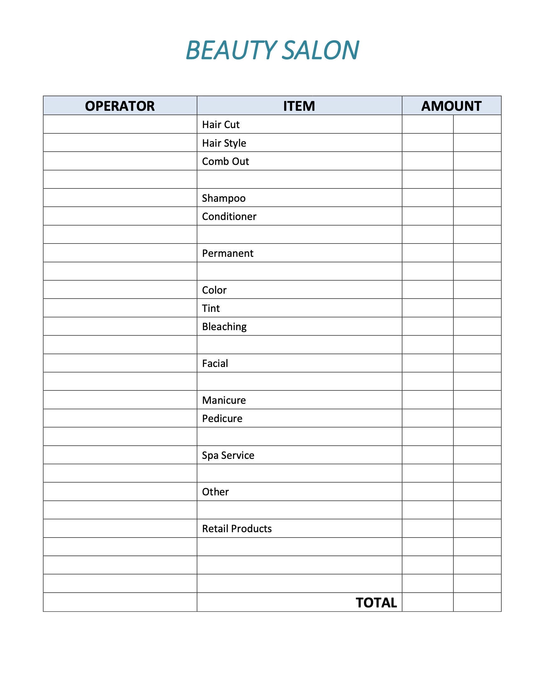 Buy Salon Bill of Work Beauty Salon Sale Receipt Hairdresser Online in ...