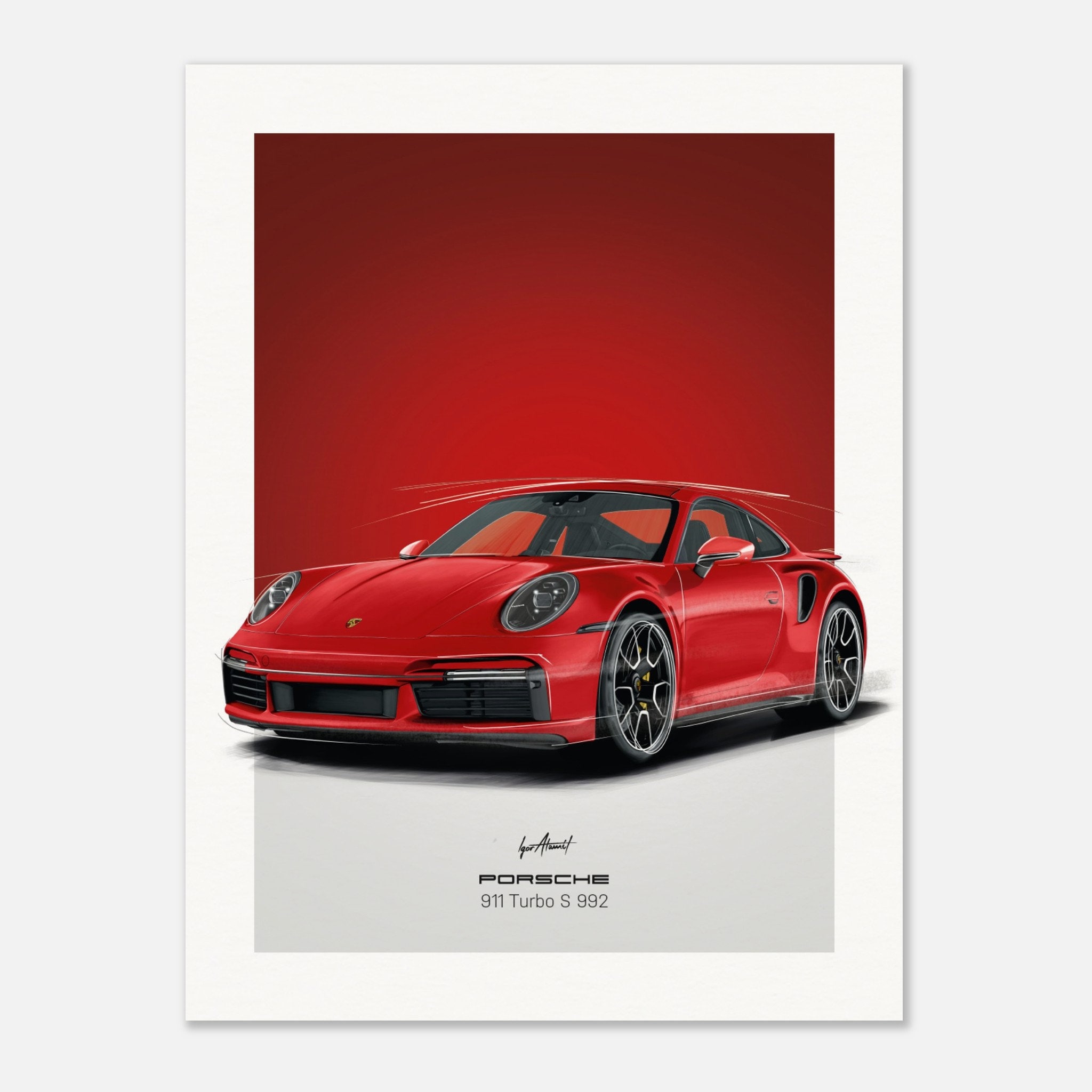 ポルシェ 911 ターボ S 992 | レッド – ポスター - Etsy 日本