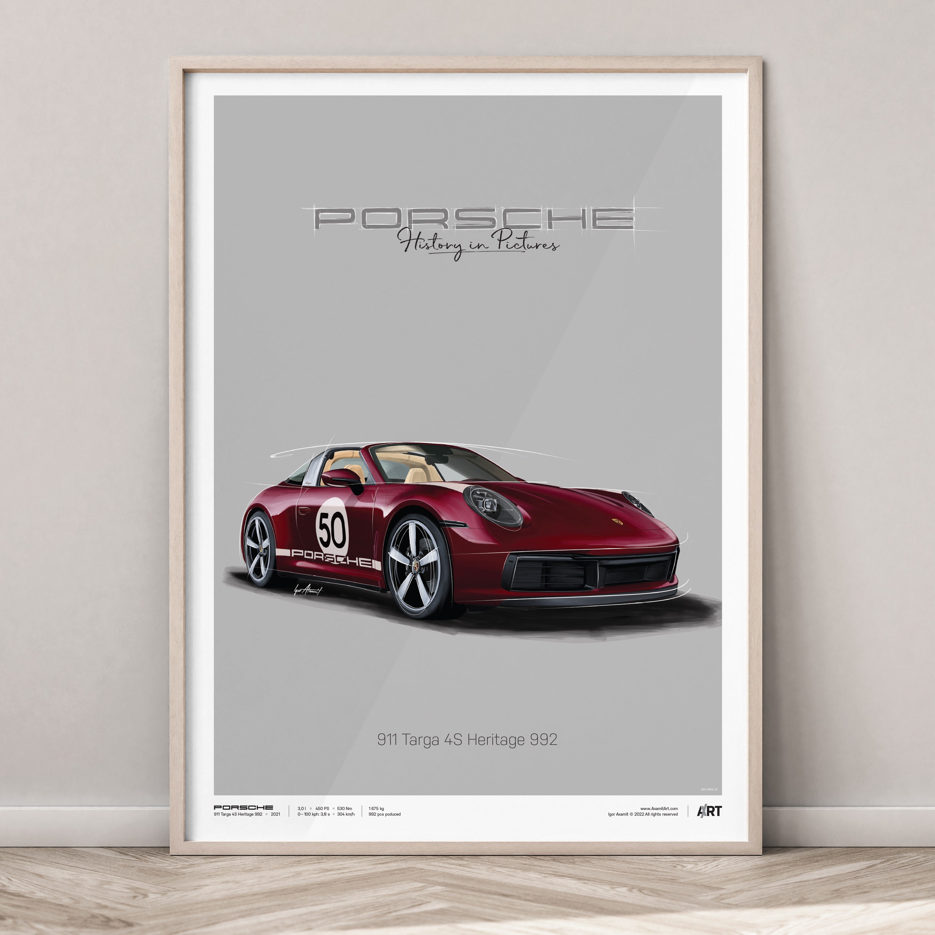 Porsche 911 Targa 4S Heritage 992 – Poster 50 X 70 - Etsy