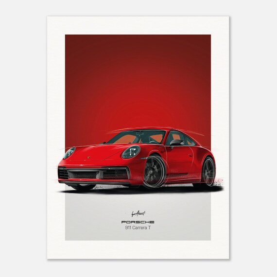 ポルシェ Carrera 911 ポスター Porsche 911 Carrera T | Red – Poster - Etsy