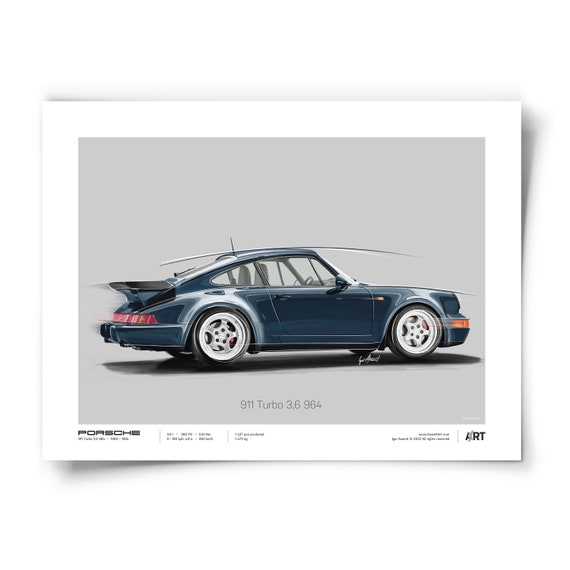 Porsche 911 Turbo 3,6 964 – 40 X 30 Cm Posters Digital Ilustration