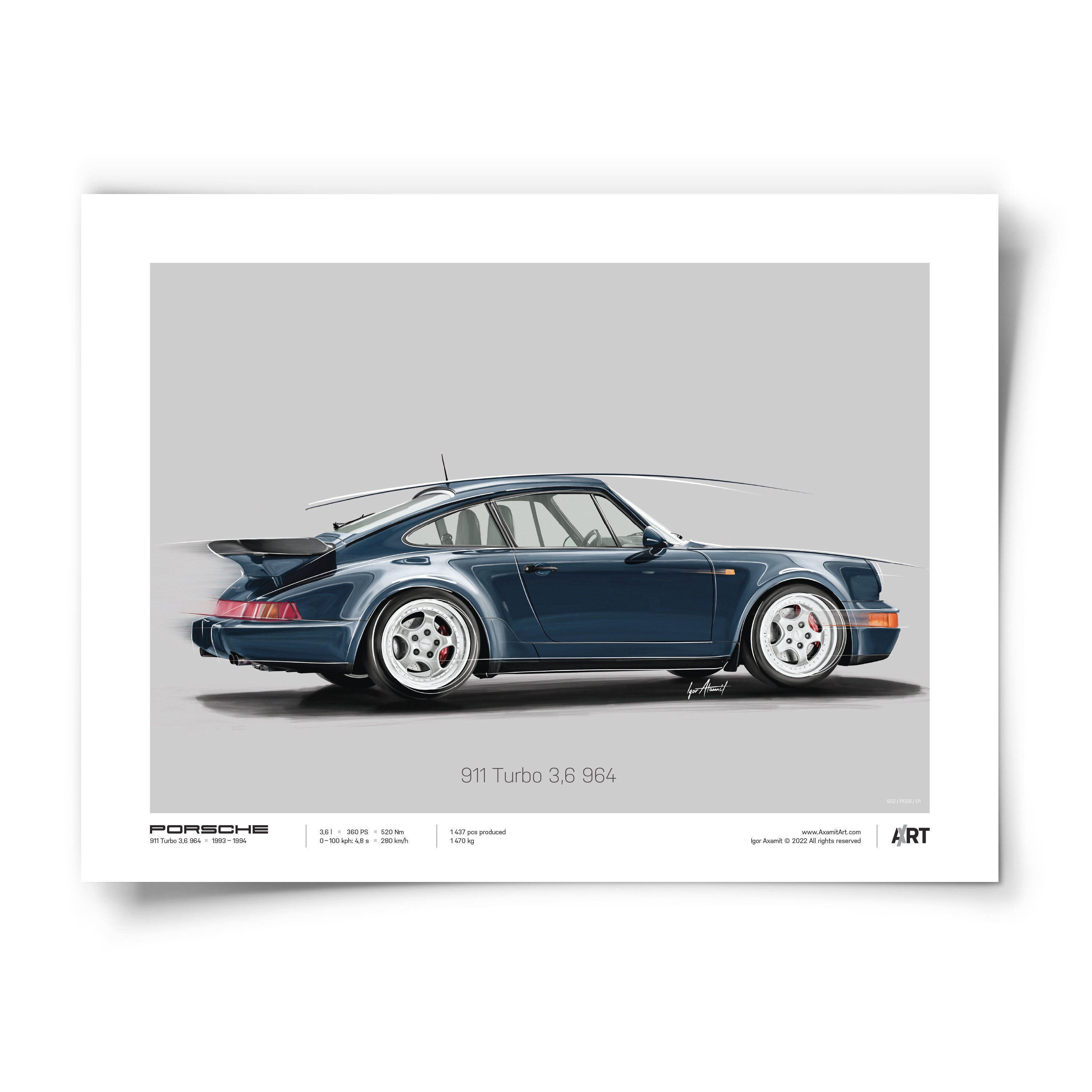 Porsche 911 Turbo 3,6 964 – 40 X 30 Cm Posters Digital Ilustration