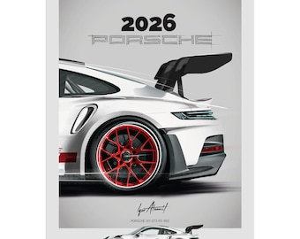 【ショッパー付き】ポルシェ 2026 大判 壁掛け 卓上カレンダー 2026年 ポルシェ オフィシャル 大判サイズ 壁掛け カレンダー Porsche