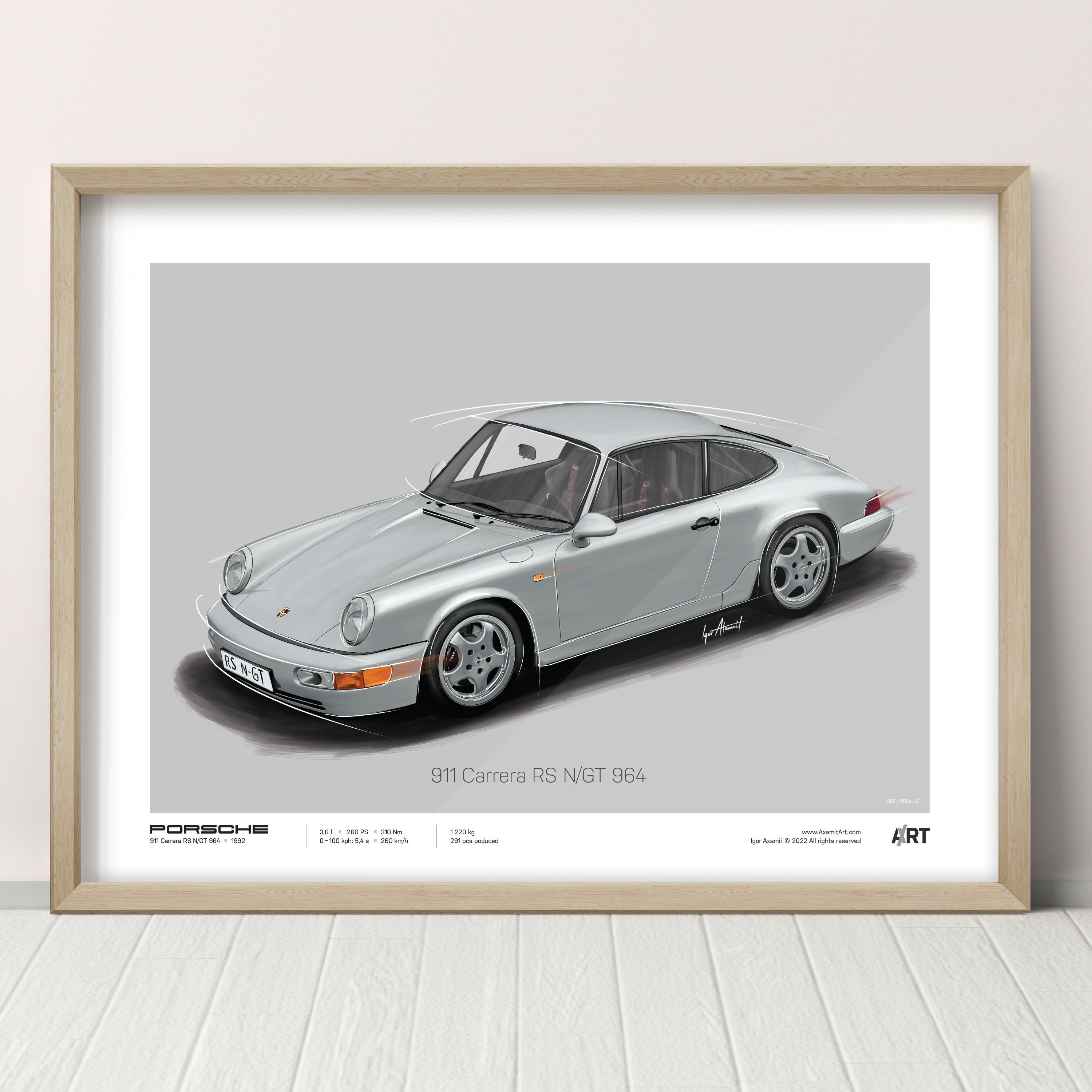 Porsche 911 Carrera RS N/GT 964 – 40 X 30 Cm Posters Digital