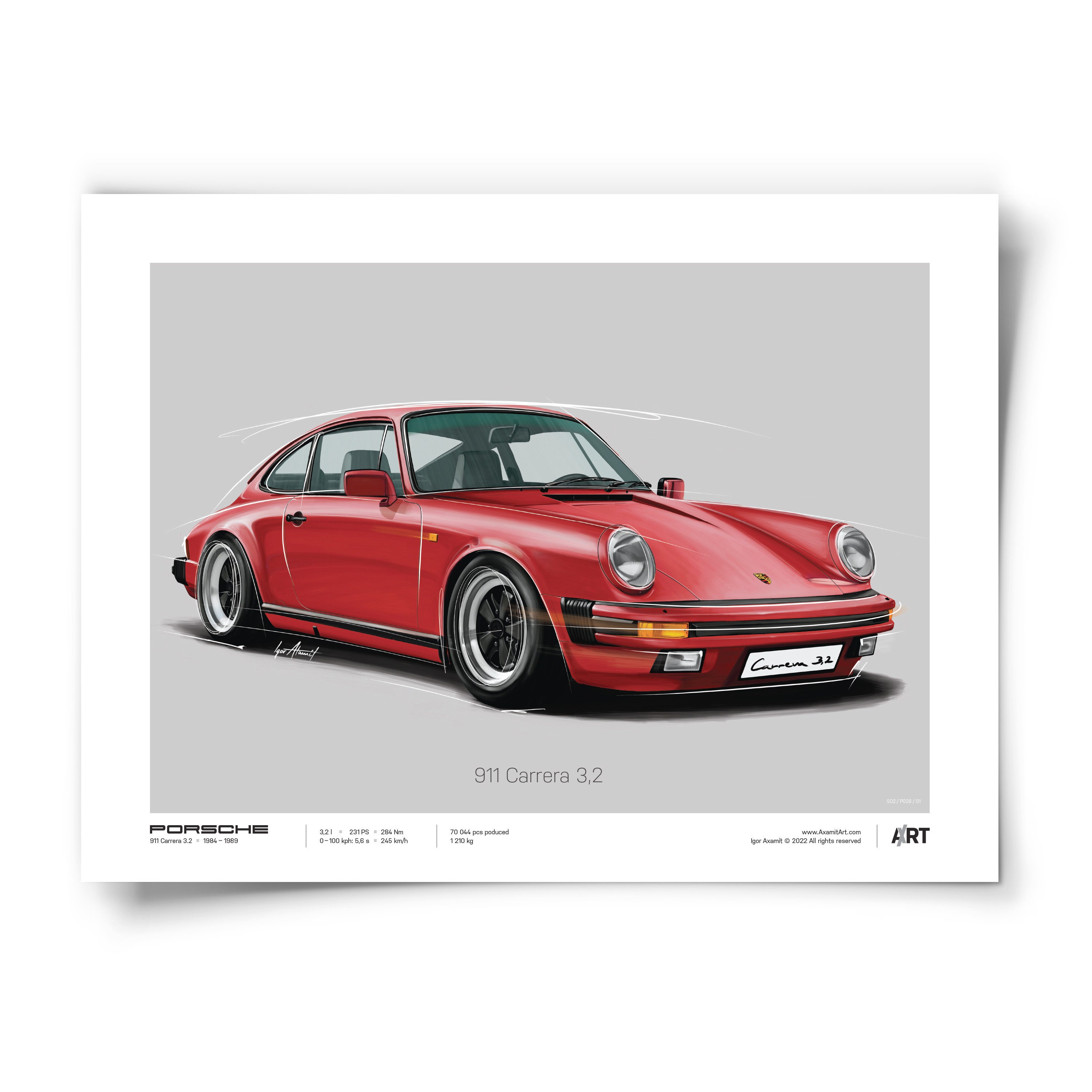 Porsche 911 Carrera 3.2 – 40 X 30 Cm Posters Digital Ilustration