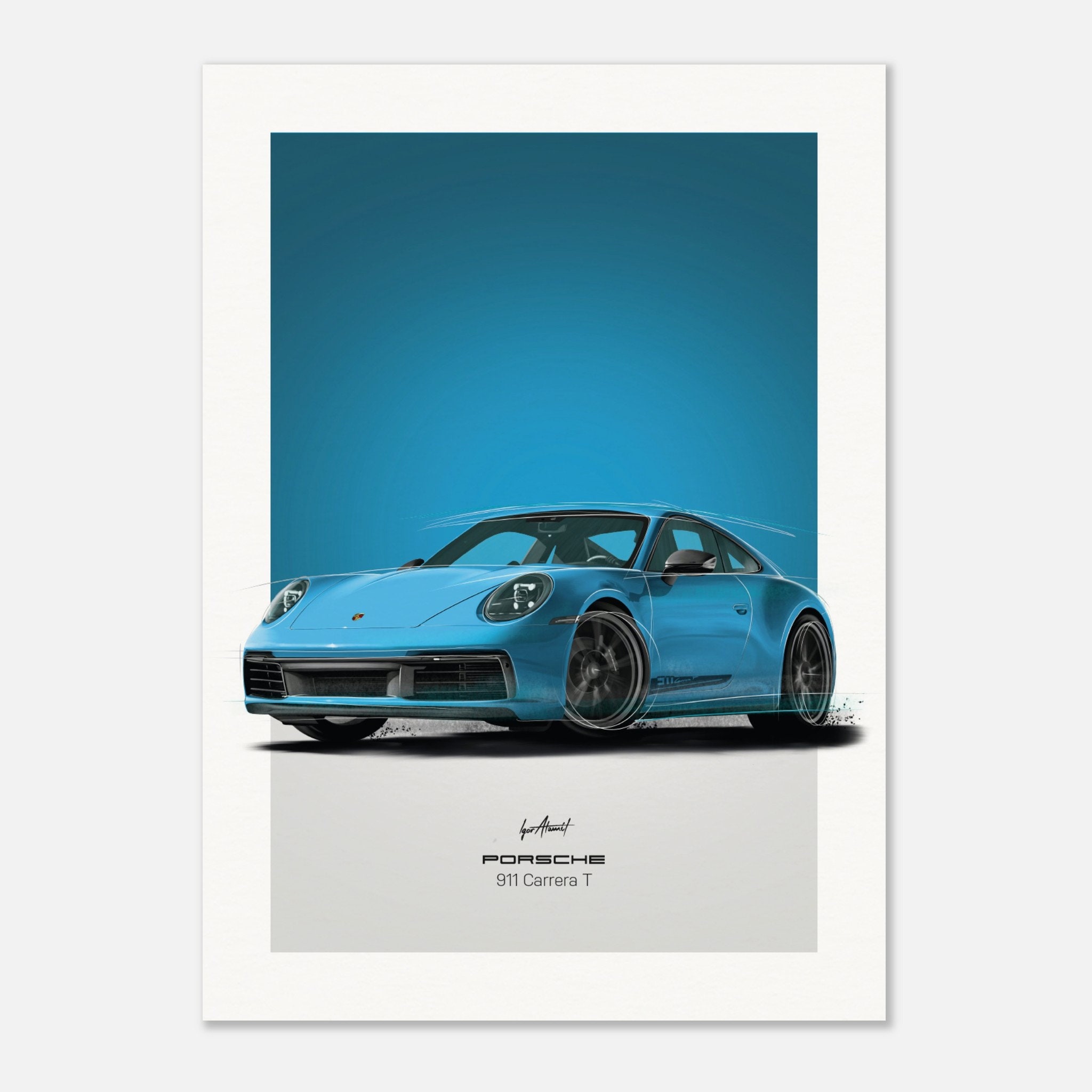 Porsche 911 Carrera T | Blue – Poster - Etsy