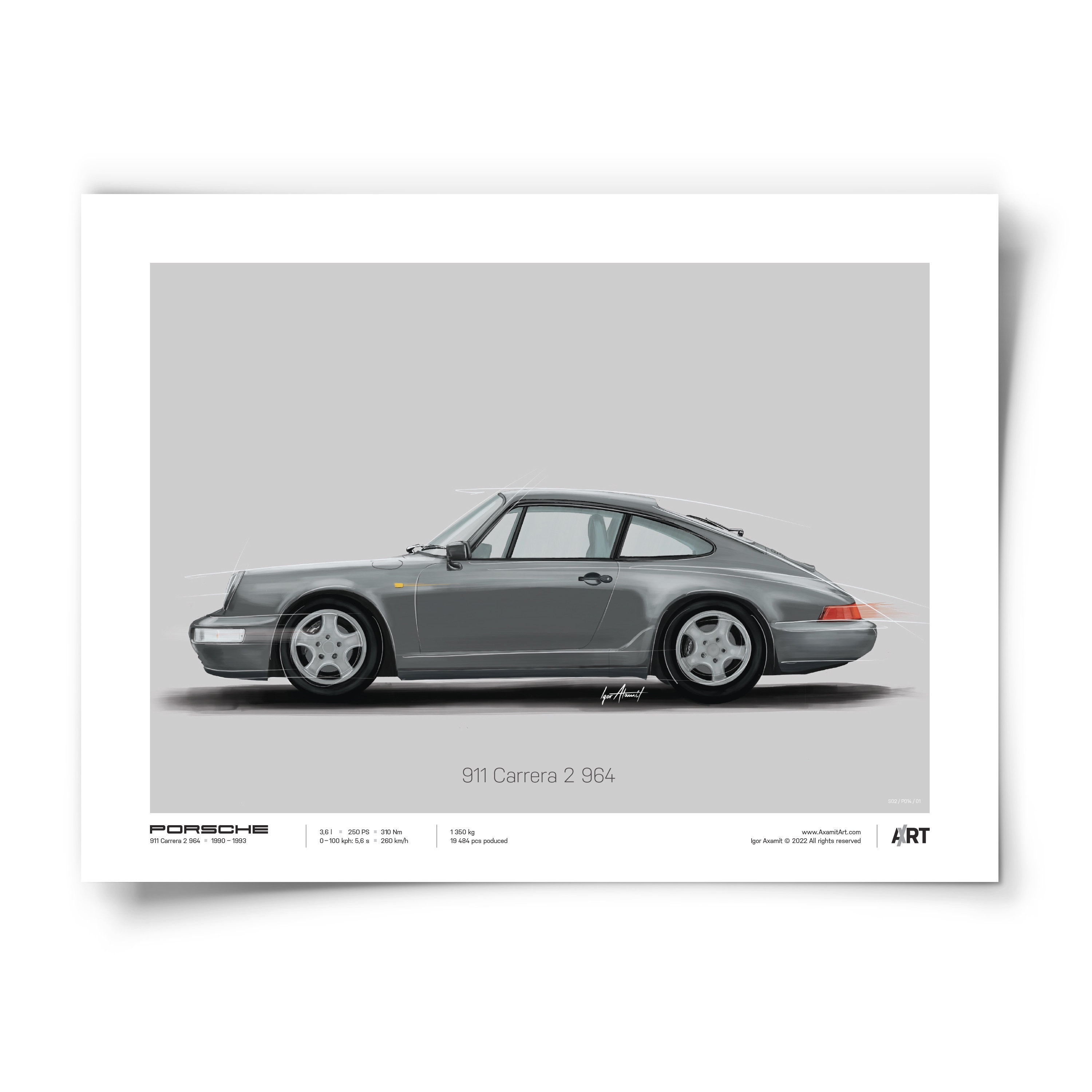 ポルシェ Carrera 911 ポスター Porsche 911 Carrera 2 964 – 40 X 30 Cm Posters Digital Ilustration