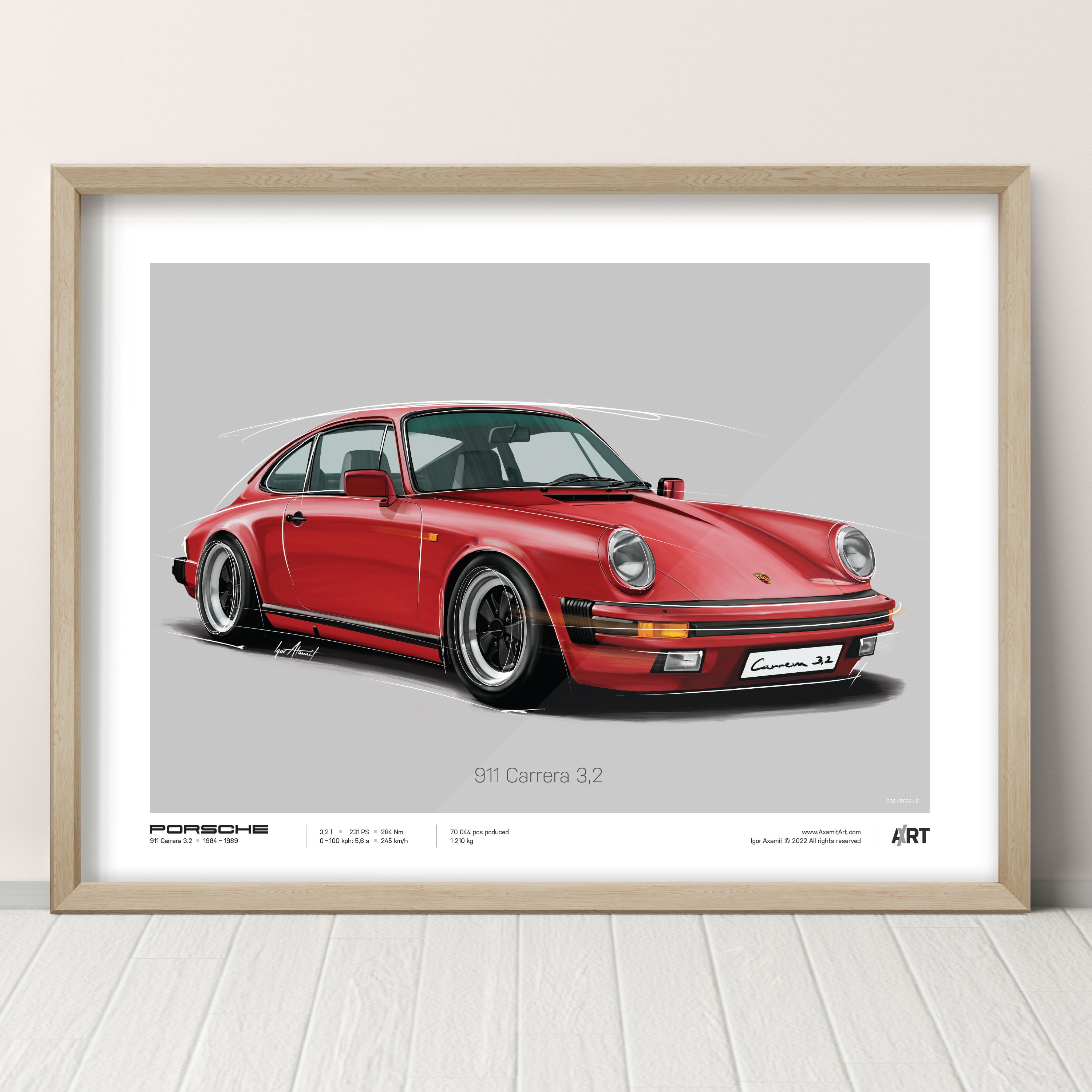 Porsche 911 Carrera 3.2 – 40 X 30 Cm Posters Digital Ilustration