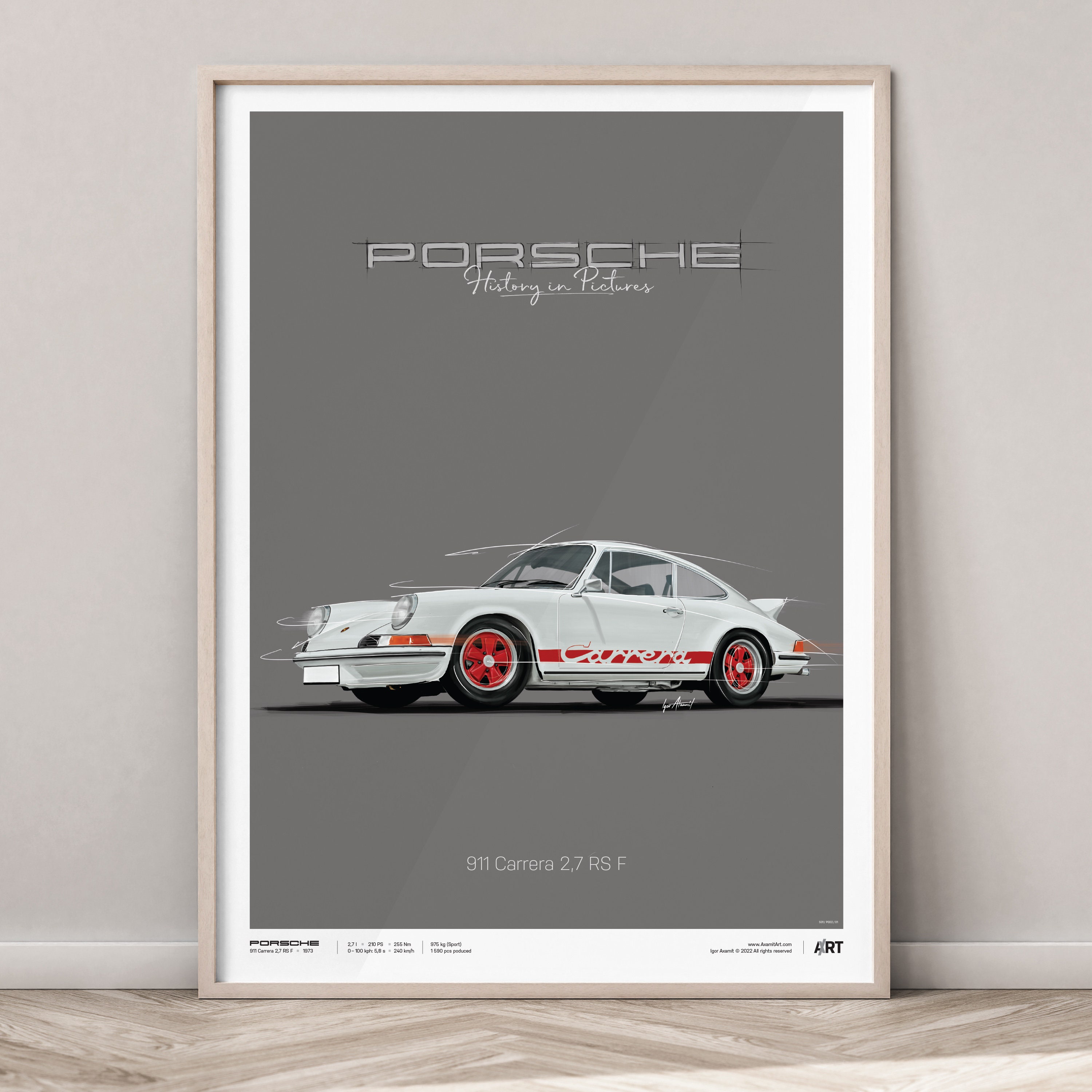 ポルシェ Carrera 911 ポスター Porsche 911 Carrera RS 2.7 | 1973 Yellow 50th Anniversary