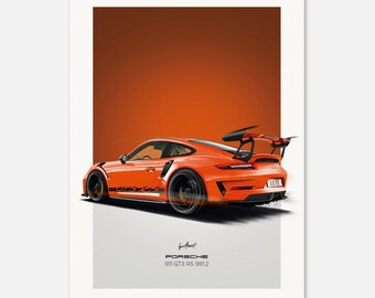 ポルシェ 911 GT3 RS 991.2 |オレンジ – ポスター - Etsy 日本