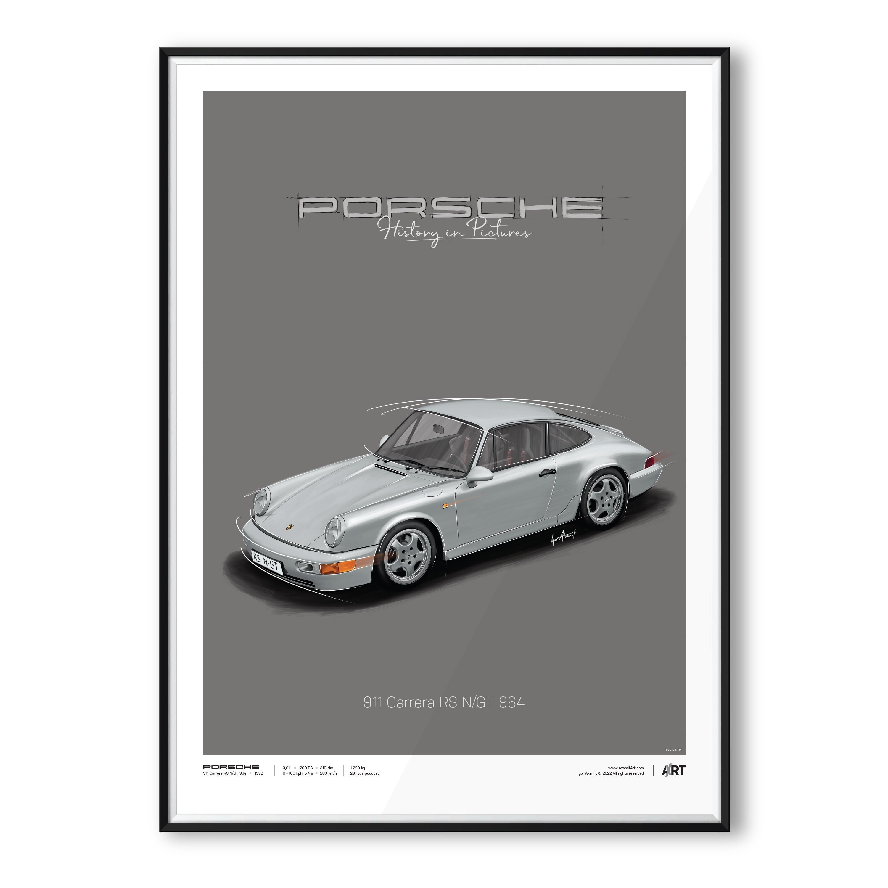 Porsche 911 Carrera RS N/GT 964 – Poster 50 X 70 - Etsy