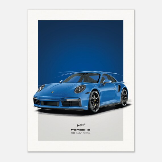 ポルシェ 911 ターボ S 992 | ブルー – ポスター - Etsy 日本