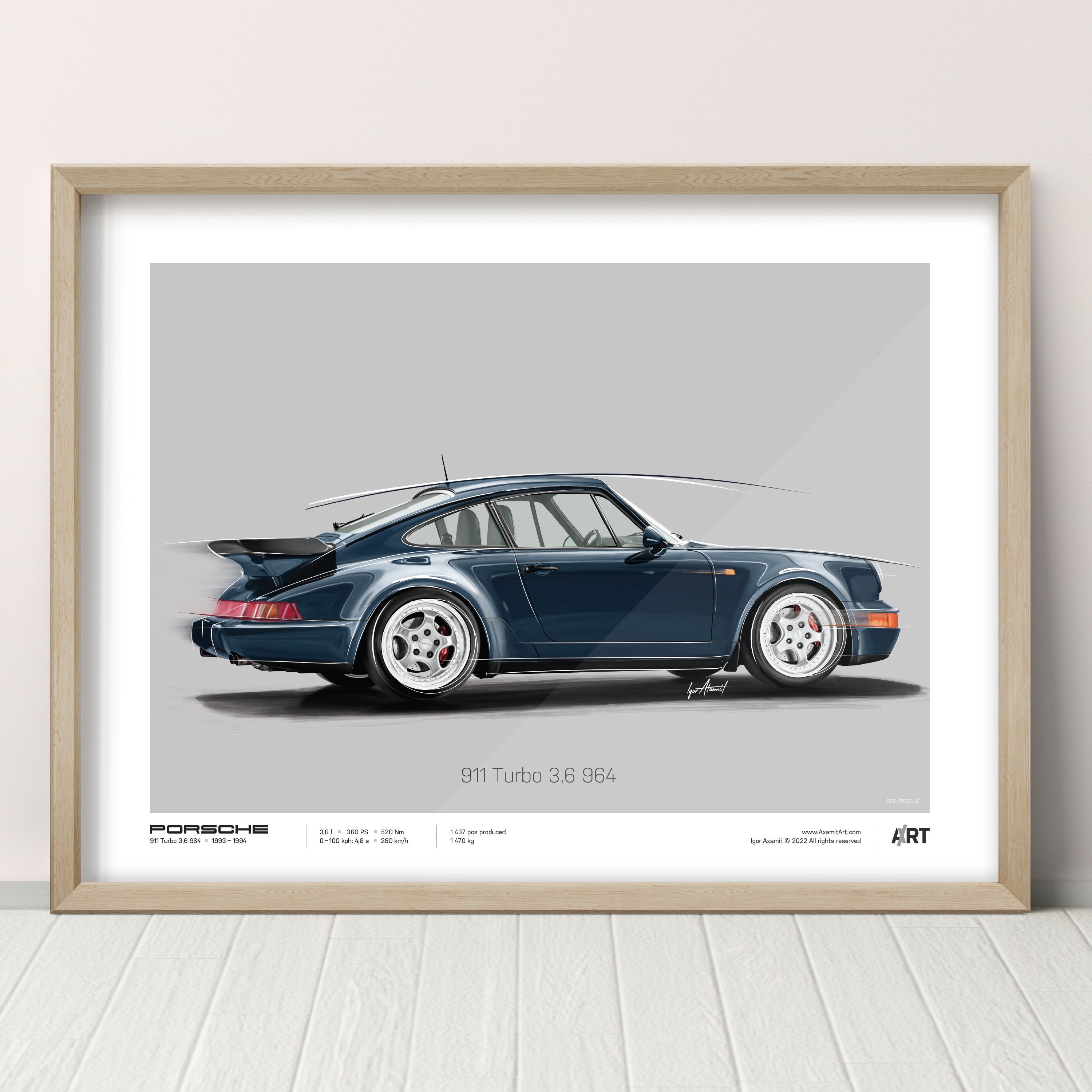 Porsche 911 Turbo 3,6 964 – 40 X 30 Cm Posters Digital Ilustration