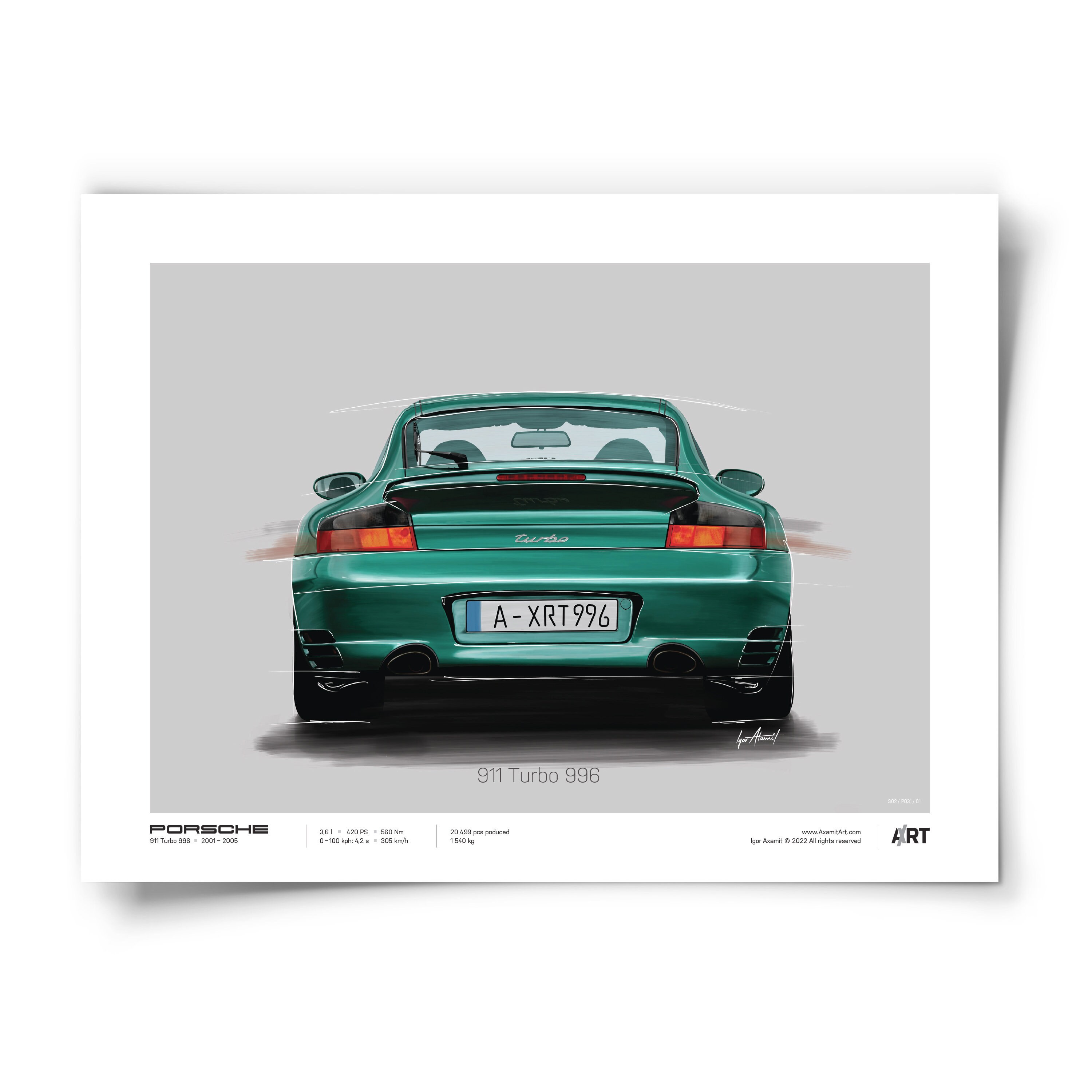 Porsche 911 Turbo 996 – 40 X 30 Cm Posters Digital Ilustration