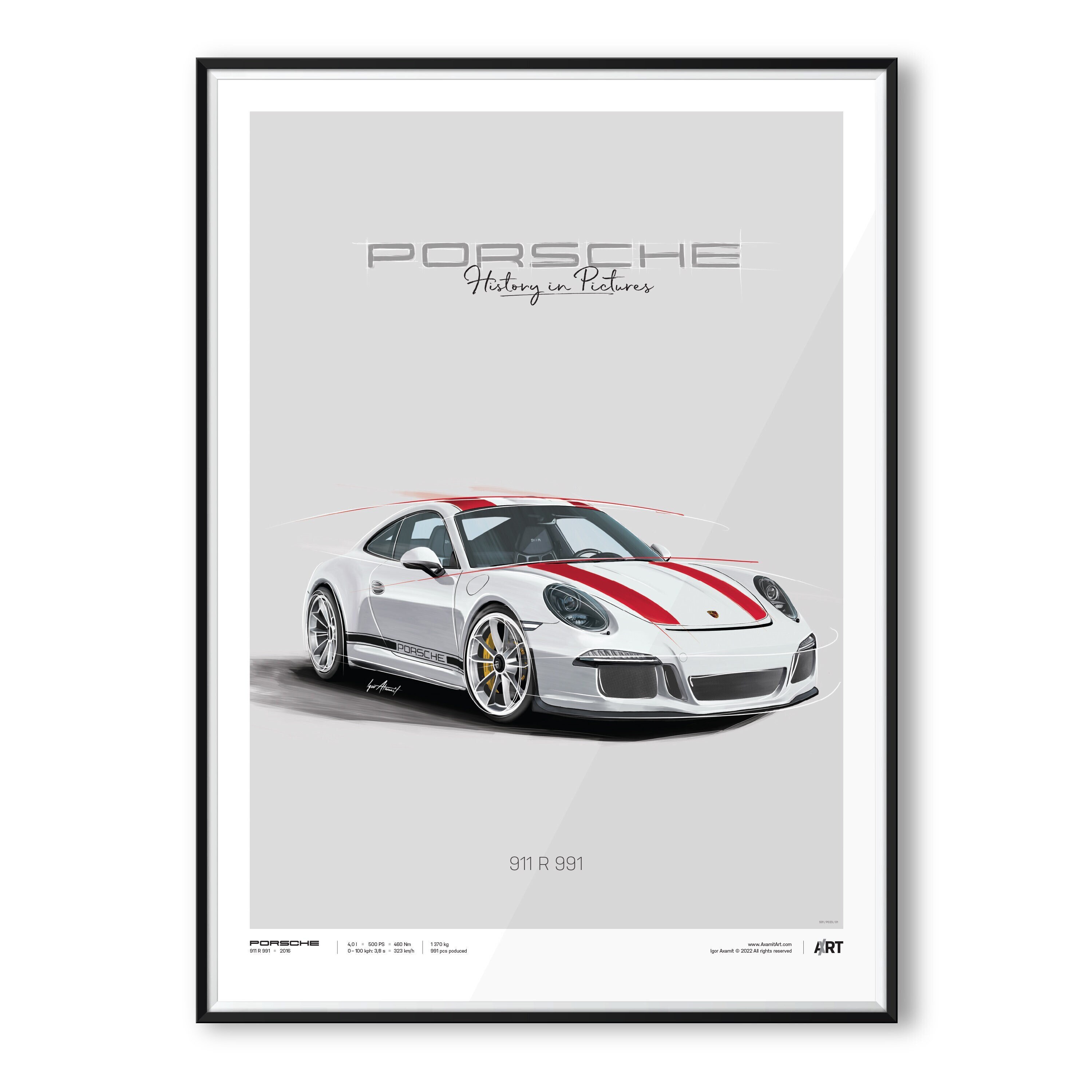 Poster Porsche 911R - white - Tour de France 1969 - Colors of Speed