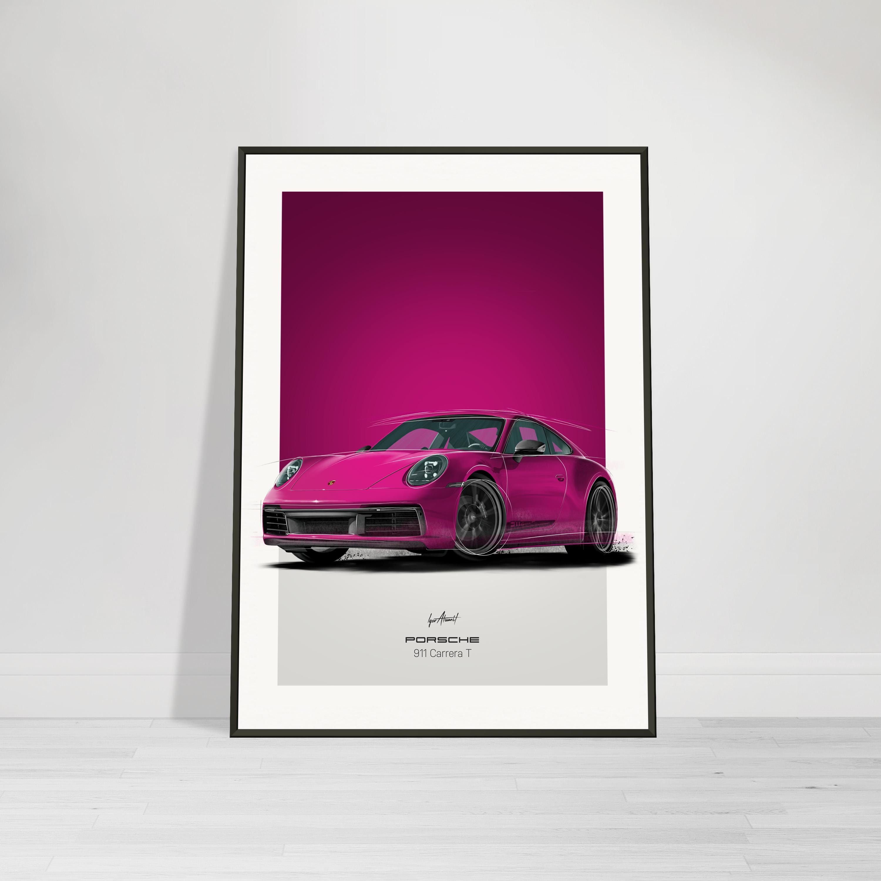 ポルシェ 911 カレラ T | ピンク – ポスター - Etsy 日本