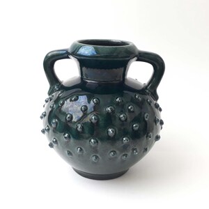 SCHLOSSBERG Bubble Vase 74/15 – strukturierte Keramik, petrolgrün, West Germany, ca. 15 cm