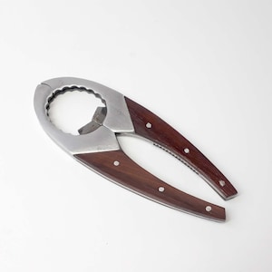 Vintage SPANNKRAFT multiverktyg för baren – rostfritt stål och trä, flasköppnare och nötknäppare från mitten av 1950-talet och 1970-talet