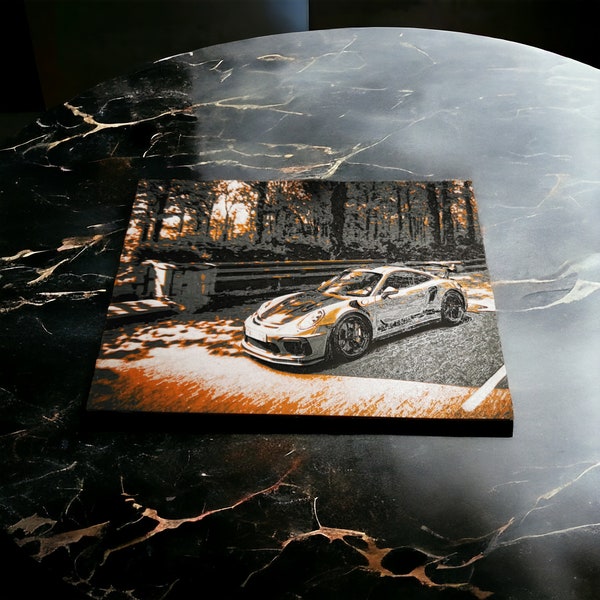 PORSCHE 911 Gt3 Sports CAR & 3d Printing Wall PAINTING Gift for Car Enthusiasts, Maximalist Home Decoration Classic Wall Mural Artwork