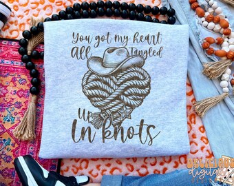 You got my heart all tangled up in knots png, western png, valentines png, Trendy PNG, Sublimation PNG, Automatic digital PNG download