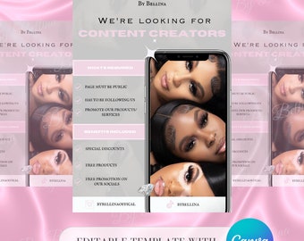 Model Wanted Template, Content Creators Wanted Flyer, Content Creator Flyer, DIY Business Flyer, Premade Flyer, Social Media Post