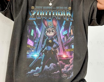 Camiseta de Judy Hopps de Zootopia: camiseta vintage de Disney, sudadera de Zootopia 2, camiseta del conejito de Zootopia, camiseta de Disney con colores cómodos, regalos de Disneyworld