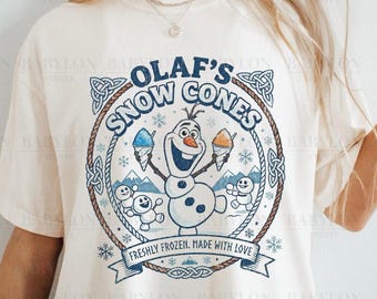 Camiseta de conos de nieve de Olaf de Frozen: camiseta de Olaf de Frozen de Disney, camiseta de viaje de vacaciones de Disney, regalo de Frozen de Disney, camiseta de muñeco de nieve de Olaf de Frozen
