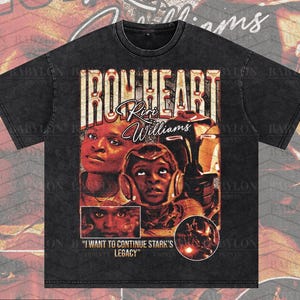 Camiseta grande Ironheart Riri Williams Marvel, camiseta com armadura Ironheart, camiseta retrô Riri Williams, camiseta de super-herói da Marvel, camiseta Ironheart Show