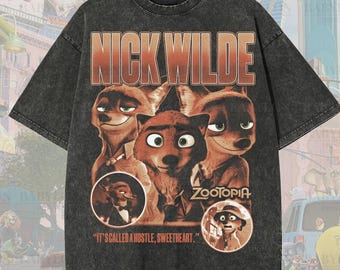 Camiseta extragrande de Nick Wilde de Zootopia: camiseta de Disney Zootopia, camiseta de Zootopia 2 con el zorro de Nick Wilde, regalo de Zootopia para Disneyland, camiseta de Disneyworld