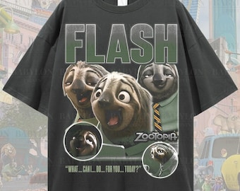 Oversized Flash Zootopia Shirt: Disney Shirt, Funny Sloth Zootopia Shirt, Retro Flash Zootopia 2 Gift Tee, Disneyland Trip Disney Shirt