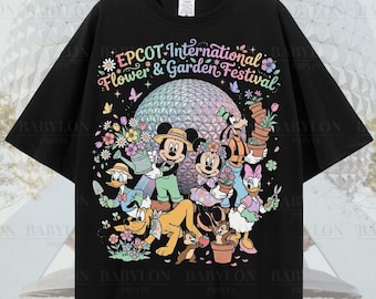 Stor skjorta från Disney Epcot International Flower & Garden Festival: matchande t-shirts från WDW-familjeresa, Disney World Mickey Minnie Epcot-skjorta