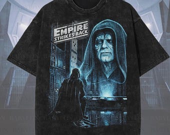 Übergroßes Star Wars Empire Strikes Back Shirt: Darth Vader & Imperator Palpatine T-Shirt, Retro Star Wars Darth Vader Shirt, Dark Side Sith T-Shirt