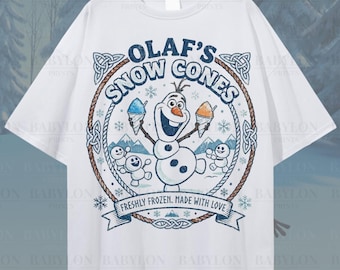 Camiseta extragrande con conos de nieve de Olaf: camiseta de Olaf de Frozen de Disney, camiseta de viaje de Disney, regalo de Frozen de Disney, camiseta de muñeco de nieve de Olaf de Frozen