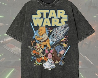 Oversized Star Wars Winnie the Pooh Shirt: Disney Star Wars Sweatshirt, Disneyworld Hoodie, Jedi Pooh and Friends Design, Galaxys edge Shirt