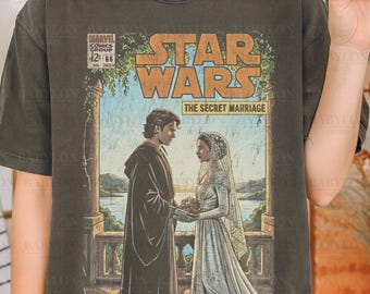 Vintage Anakin and Padme Wedding Shirt: Star Wars Attack of The Clones Shirt, Anakin Skywalker Padme Amidala Shirt, Star Wars Comic Shirt