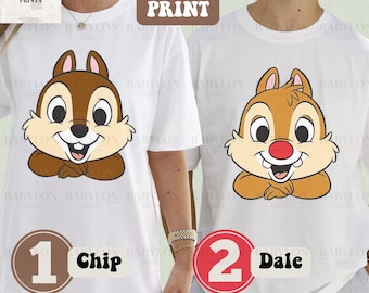 Camiseta de Chip y Dale de doble cara: camiseta de pareja de Disney, camiseta de Chip y Dale de Disney, camiseta a juego de Disney, camiseta de Disneyland, camiseta de Disney World