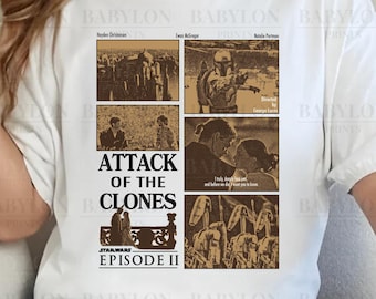 Vintage Attack of The Clones T Shirt Star Wars Movie Poster Shirt Anakin Skywalker Padme Amidala Disney World Trip Star War Fan Gift T Shirt