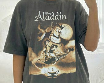 Vintage 1992 Aladdin Disney Movie Jasmine and Rajah Tiger Graphic