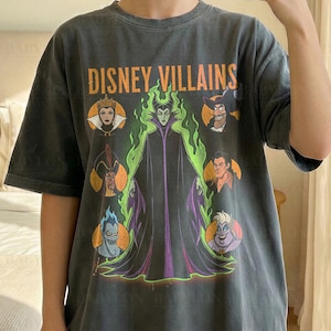 Vintage Disney Villains Shirt: Maleficent Sweatshirt, Retro Evil Queen Jafar Hades Ursula T-Shirt, Disneyworld Villain Shirt, Disney Gifts ComfortColor-Black