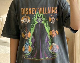 Camiseta vintage de villanos de Disney: sudadera de Maléfica, camiseta retro de la Reina Malvada Jafar, Hades y Úrsula, camiseta de villanos de Disneyworld, regalos de Disney