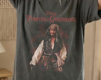 Koszulka vintage Jack Sparrow Piraci z Karaibów: Koszulka Disneyworld Kapitan Jack Sparrow, Koszulka Disneyland Pirates Ride, Prezent Disney