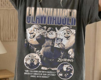 Camiseta de Disney Clawhauser de Zootopia: Camiseta retro de Disney con colores cómodos, camiseta de Zootopia Clawhauser, regalo de Zootopia Disney, camiseta divertida de Disneyworld