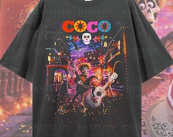 Camisa de Disney Coco de gran tamaño, camisa temática de la película Disneyland Coco, camisa de Disney Coco, camiseta con póster de Ernesto de la Cruz Héctor Riveras Dante Coco