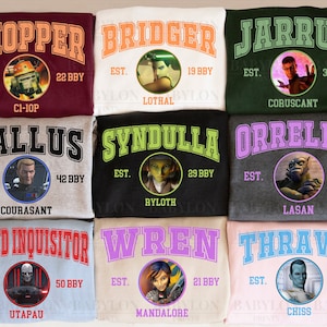 Camiseta do grupo de personagens Star Wars Rebels, moletom com capuz Star Wars Rebels, Ezra Bridger, Chopper Star Wars, Hera Syndulla, Sabine Wren, presente Star Wars