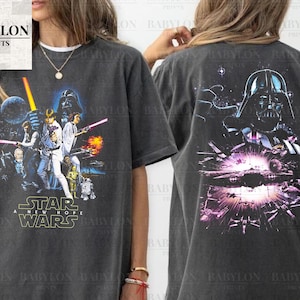 Vintage Star Wars T Shirt, Star Wars Original Trilogy Shirt, Star Wars A New Hope Shirt Disneyland Shirt Luke Skywalker Darth Vader Leia tee
