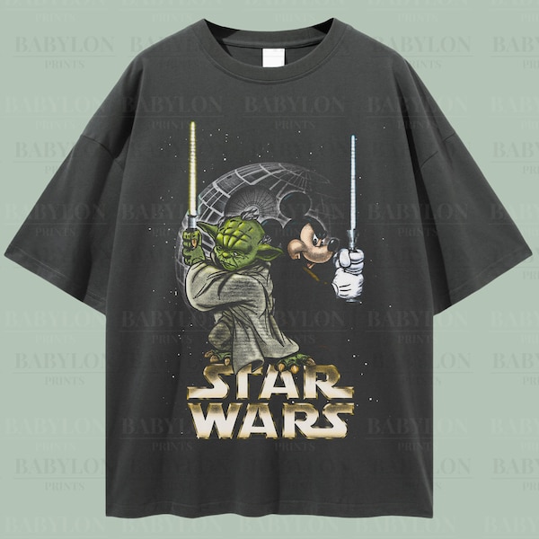 Übergroßes Star Wars Yoda Mickey Shirt | Vintage Disney Star Wars Shirt, Death Star Star Wars, Disneyland Trip Shirt, Mickey Jedi Star Wars
