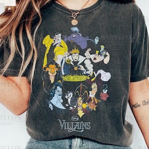 Vintage Disney Bösewichte T-Shirt, Maleficent Böse Königin Ursula Cruella Shirt, Disney Böse Königinnen T-Shirt, Retro Disney Bösewichte Charaktere Shirt